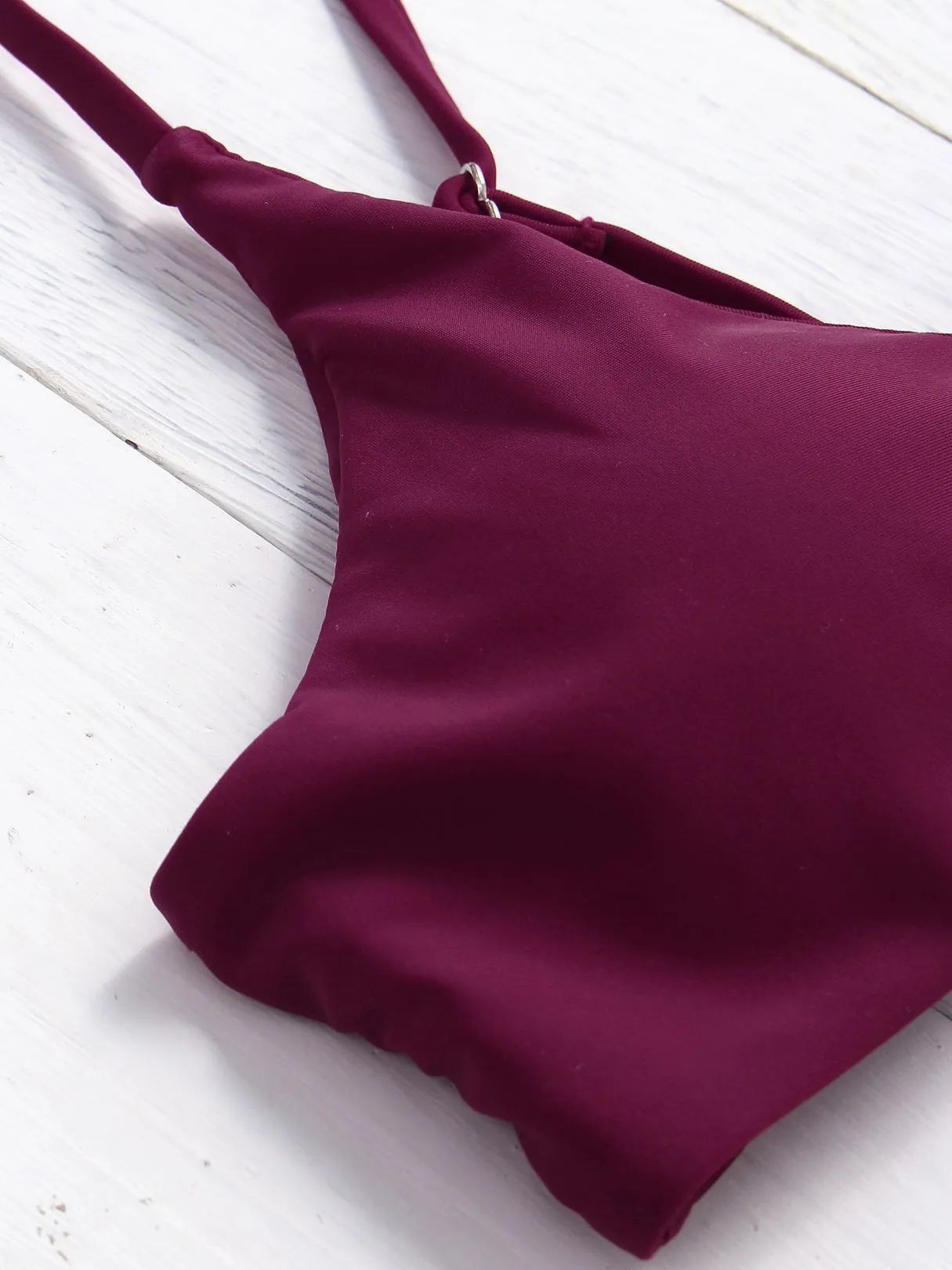 Wholesale Scoop Neck Sleeveless Plain Backless Spaghetti Strap Bikinis