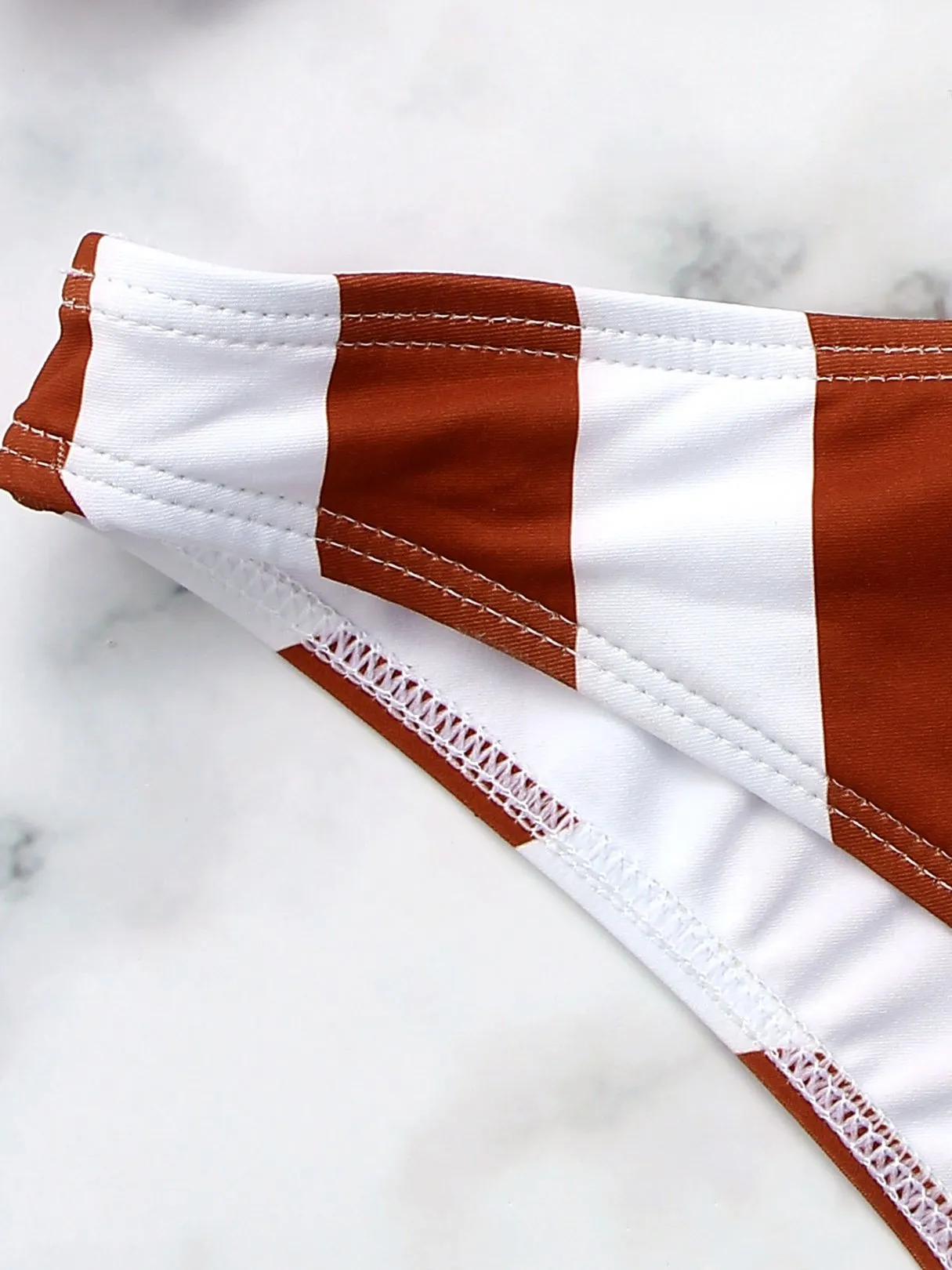 Wholesale Scoop Neck Sleeveless Stripe Bikinis