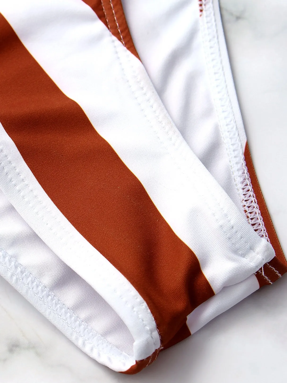 Wholesale Scoop Neck Sleeveless Stripe Bikinis