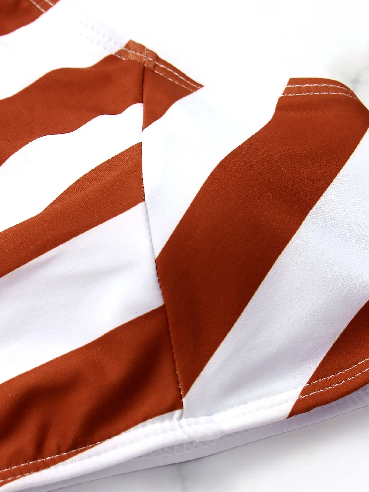 Wholesale Scoop Neck Sleeveless Stripe Bikinis