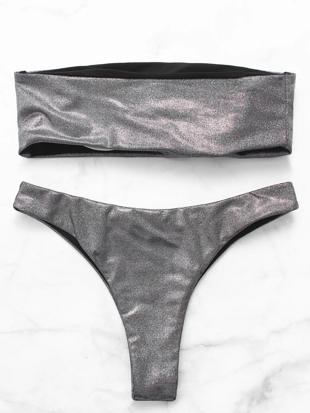 Wholesale Silver Off The Shoulder Sleeveless Bikinis