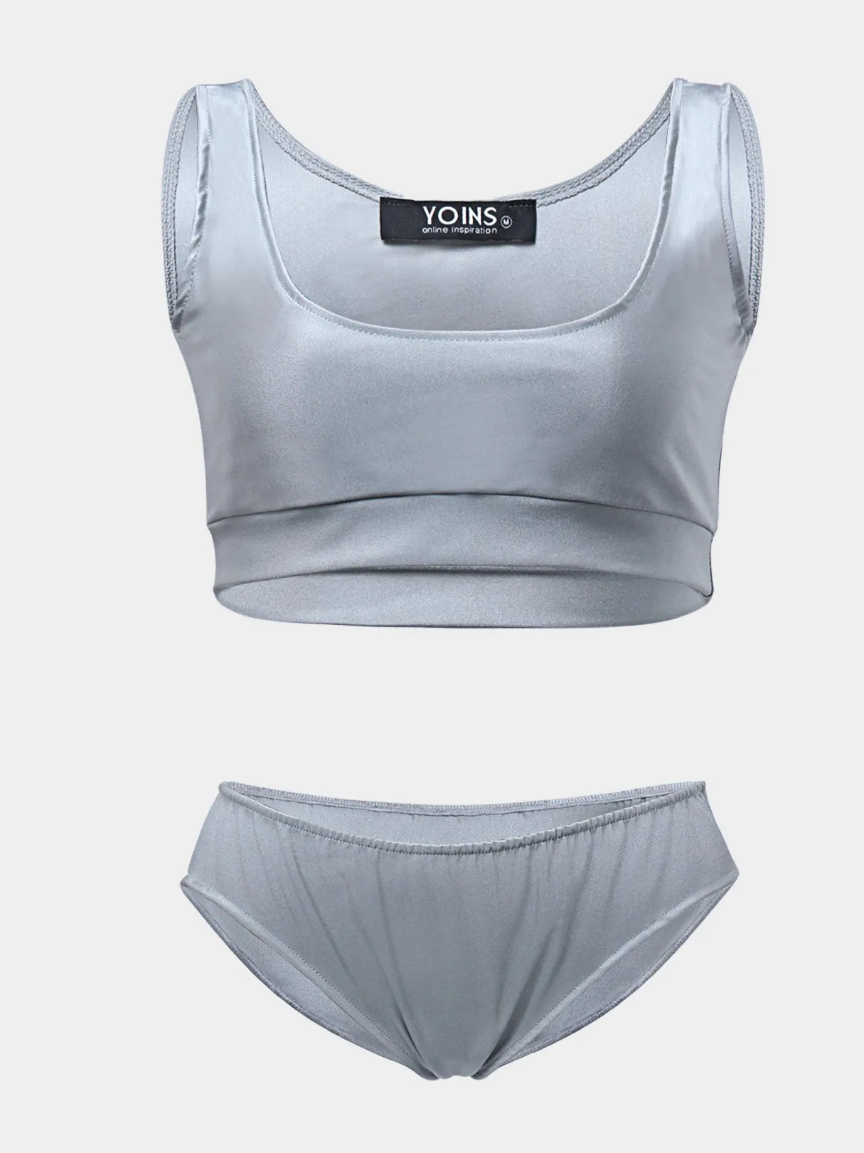 Wholesale Silver Round Neck Sleeveless 2 Piece Bikinis