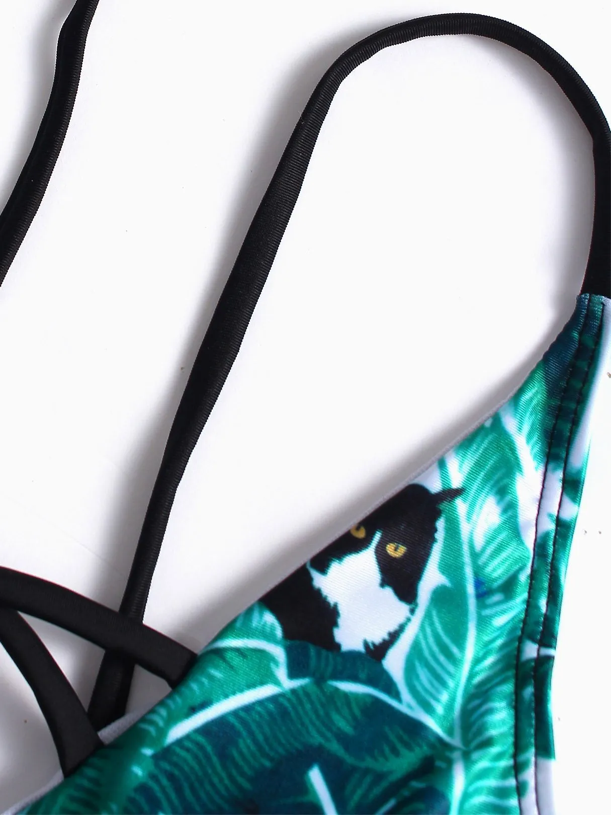Wholesale Sleeveless Floral Print Hollow Spaghetti Strap Bikinis