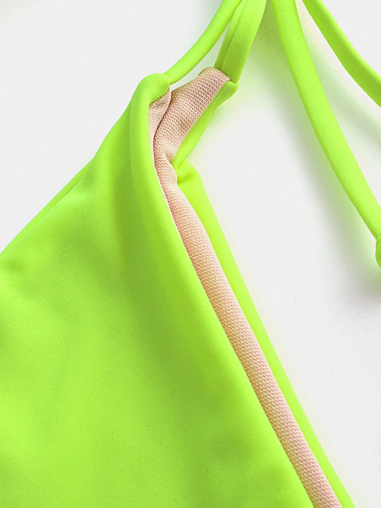 Wholesale Sleeveless Green Scoop Neck Backless Tie-Up Bikinis