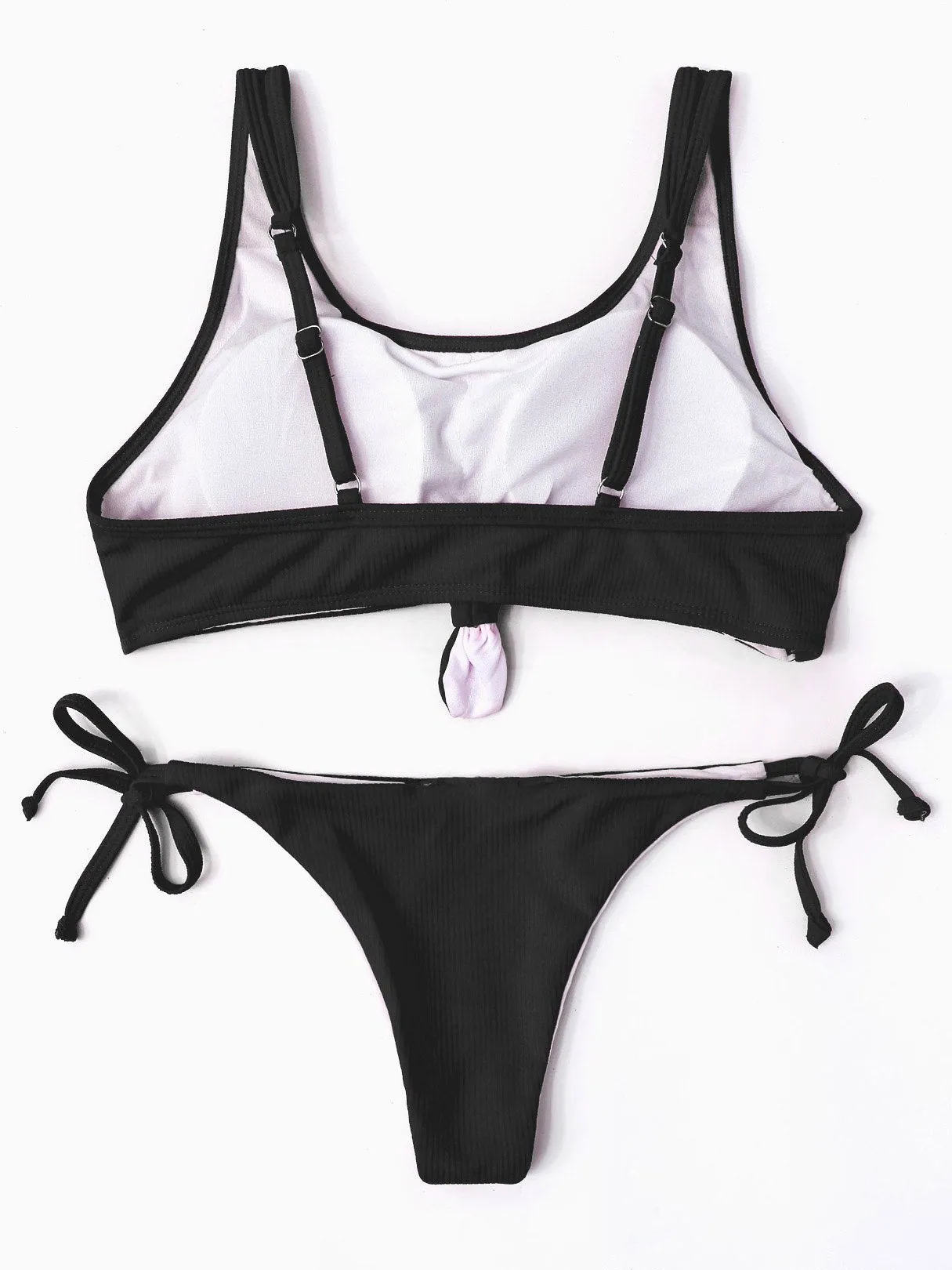Wholesale Sleeveless Plain Spaghetti Strap Bikini Set