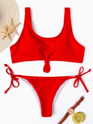 Wholesale Sleeveless Plain Spaghetti Strap Bikini Set