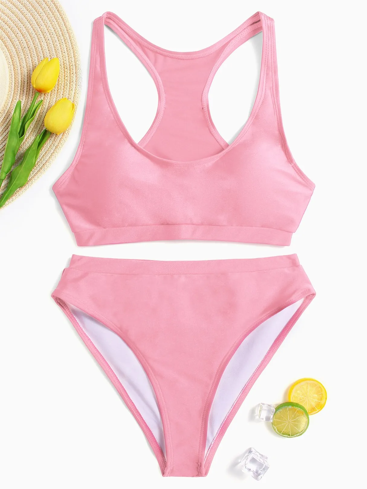 Wholesale Sleeveless Plain Spaghetti Strap Bikinis