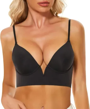 Wireless Bras for Women No Underwire V Neck Seamless Push Up Backless Bras Wirefree Every Day Cami Bras
