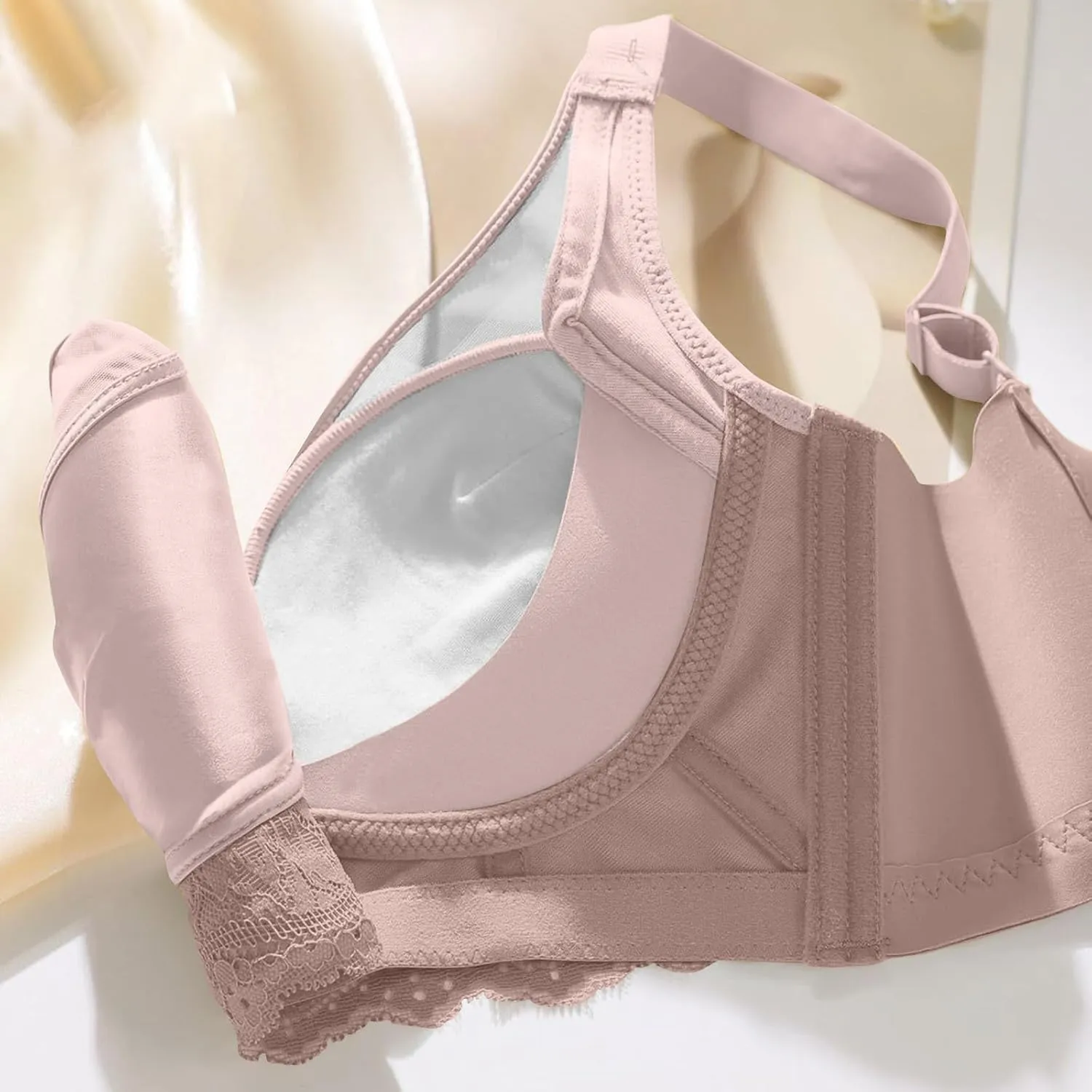 Wireless Lace Bras for Women Adjustable Straps No Underwire Comfort Seamless Bra Lift V Neck Push Up Everyday Bralette