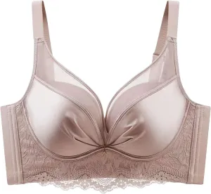 Wireless Lace Bras for Women Adjustable Straps No Underwire Comfort Seamless Bra Lift V Neck Push Up Everyday Bralette
