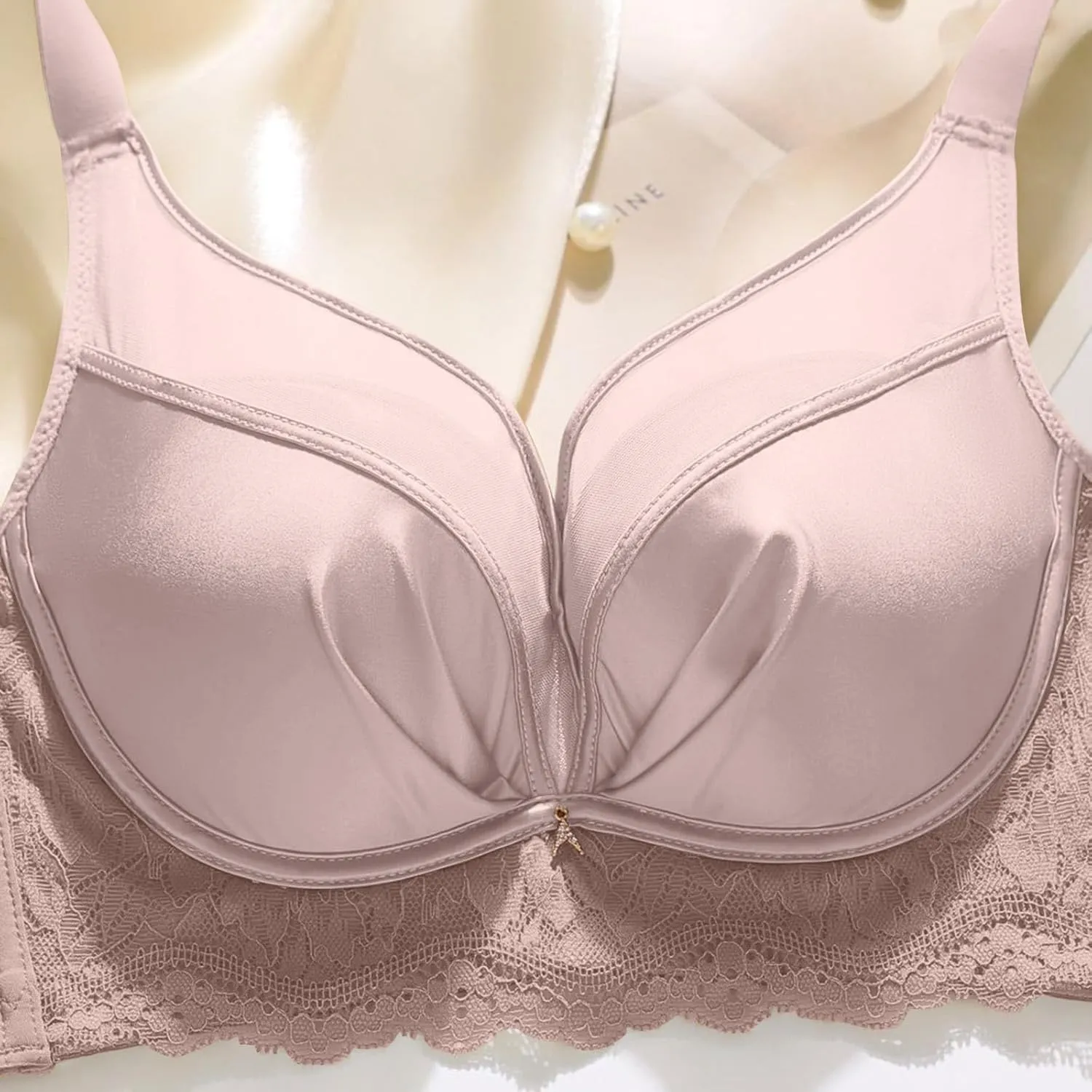 Wireless Lace Bras for Women Adjustable Straps No Underwire Comfort Seamless Bra Lift V Neck Push Up Everyday Bralette
