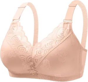 Wireless Push Up Bras for Women Comfortable Flower Lace Seamless Bralettes Full Cover Adjustable Strap Everyday Bra