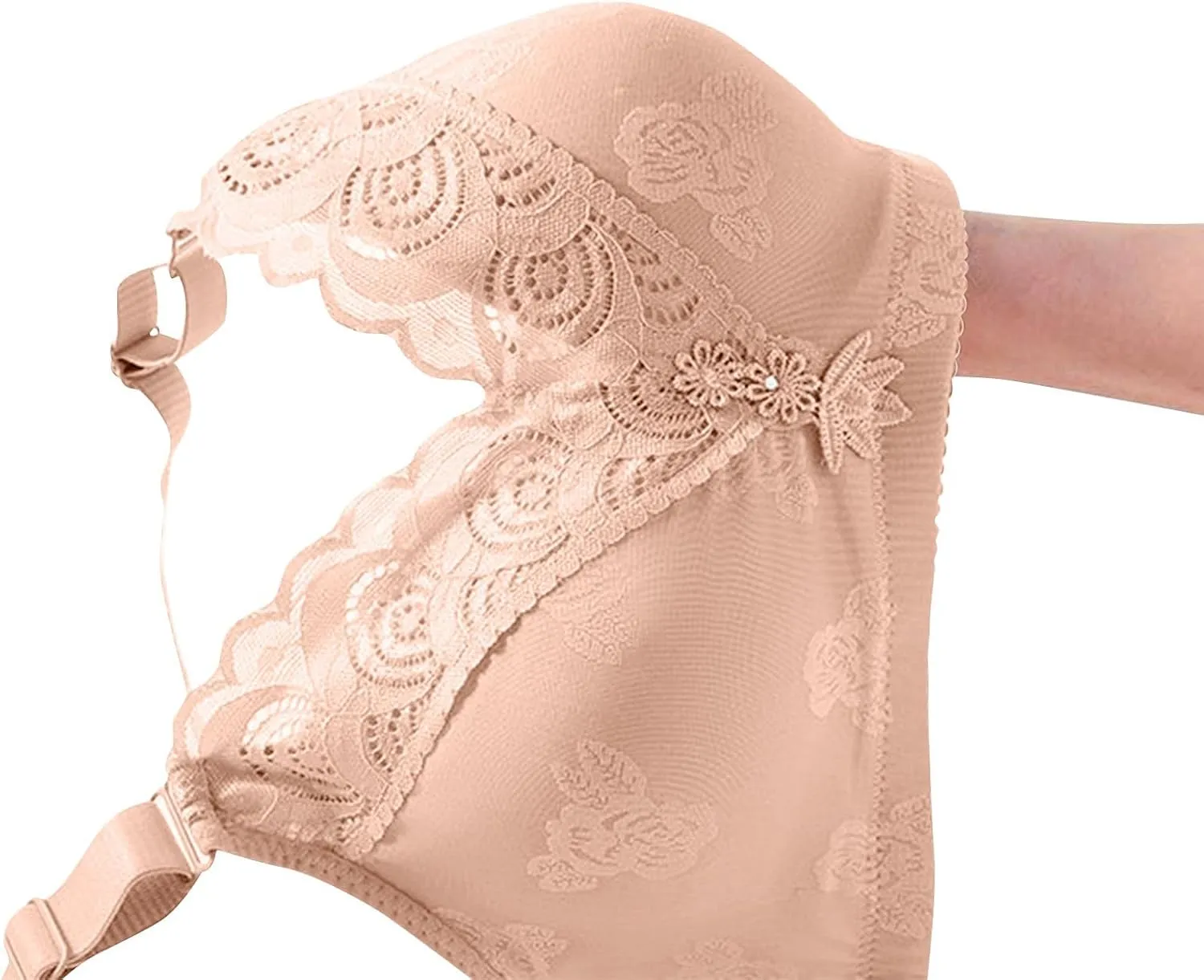 Wireless Push Up Bras for Women Comfortable Flower Lace Seamless Bralettes Full Cover Adjustable Strap Everyday Bra