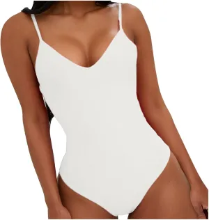 Women Conservative Jumpsuit Bodysuit Swimsuit Retro Bow Solid One Piece Swimsuit Backless High Waisted Bathing Suit