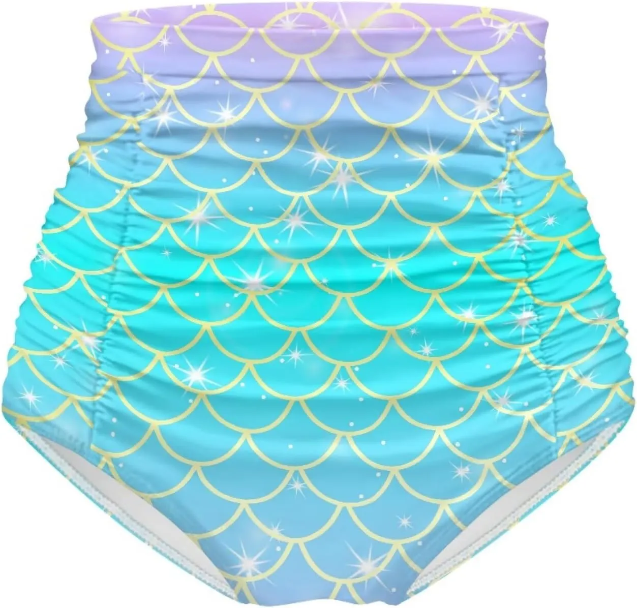 Women High Waist Bikini Bottom Tummy Control Swim Bottom Beach Ruched Elastic Tankini Briefs for Summer Holiday