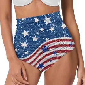 Women High Waist Bikini Bottom Tummy Control Swim Bottom Beach Ruched Elastic Tankini Briefs for Summer Holiday