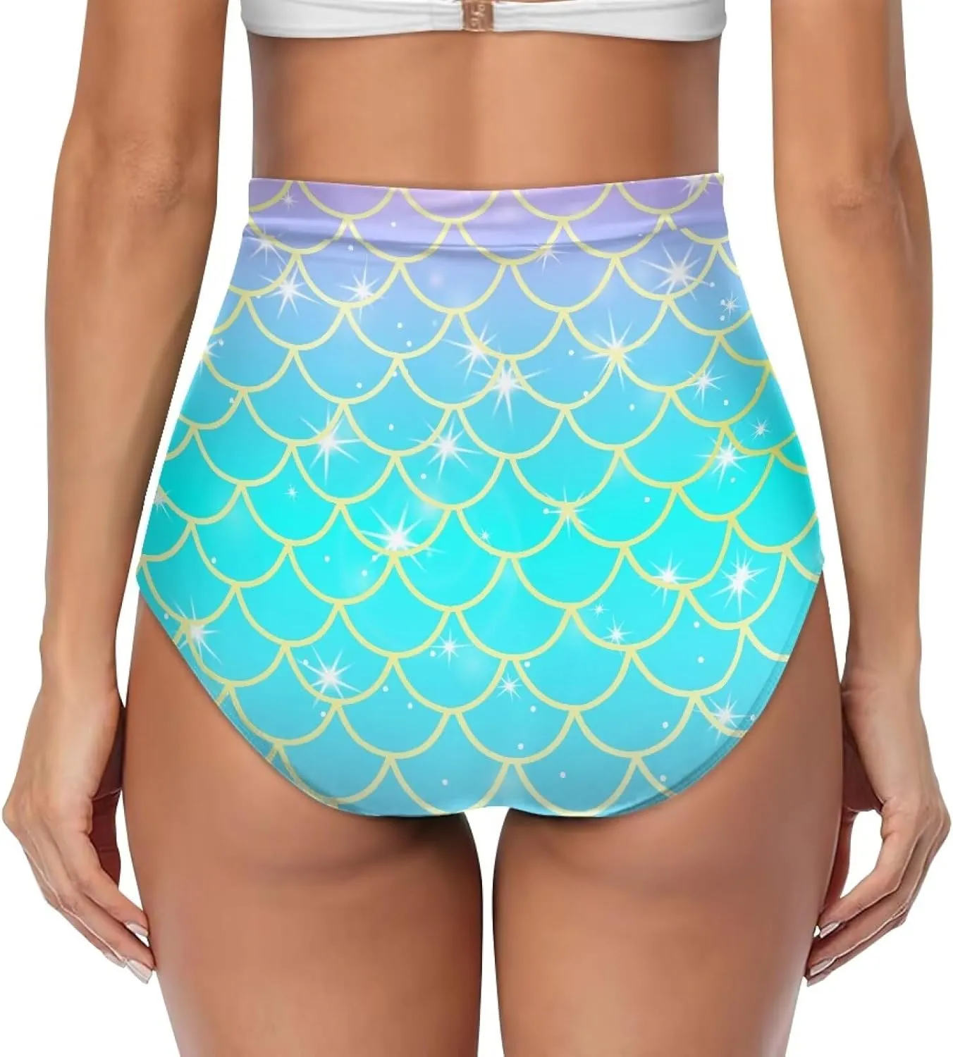 Women High Waist Bikini Bottom Tummy Control Swim Bottom Beach Ruched Elastic Tankini Briefs for Summer Holiday