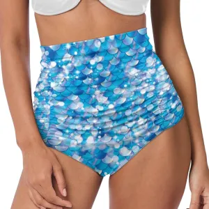 Women High Waist Bikini Bottom Tummy Control Swim Bottom Beach Ruched Elastic Tankini Briefs for Summer Holiday