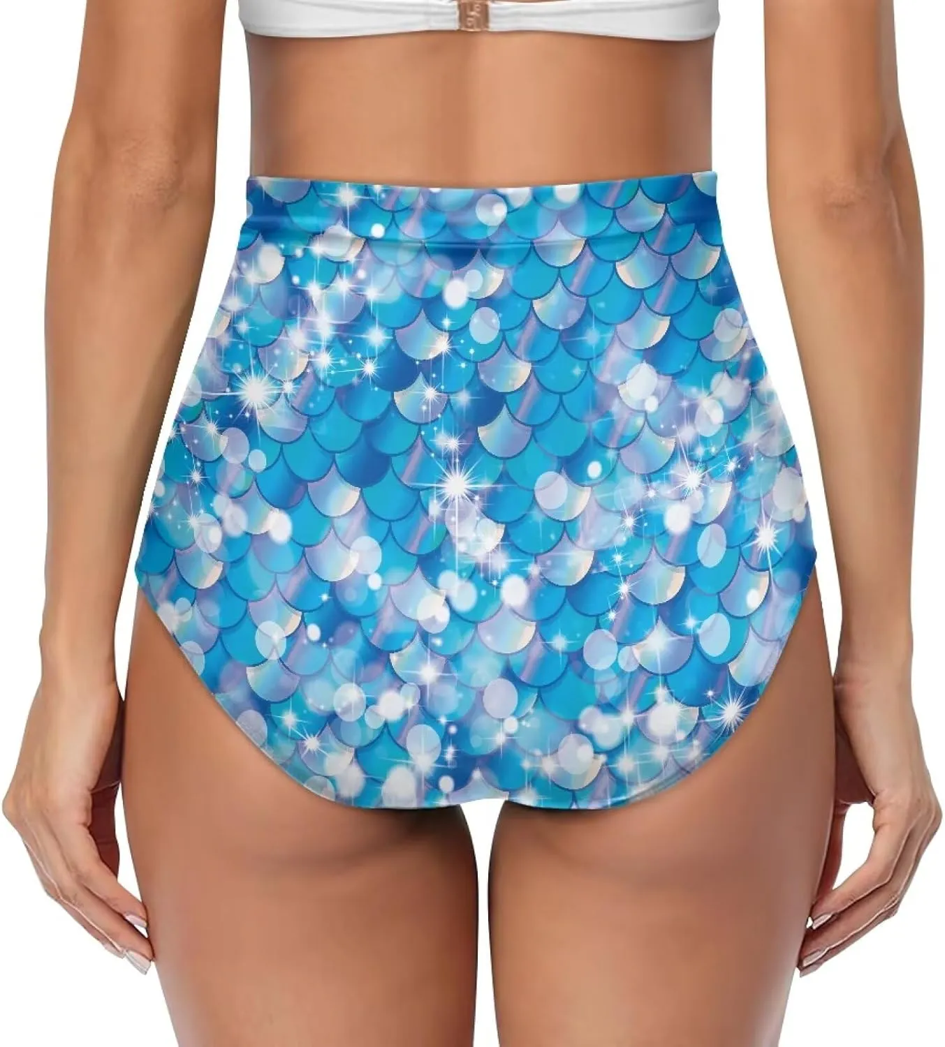 Women High Waist Bikini Bottom Tummy Control Swim Bottom Beach Ruched Elastic Tankini Briefs for Summer Holiday