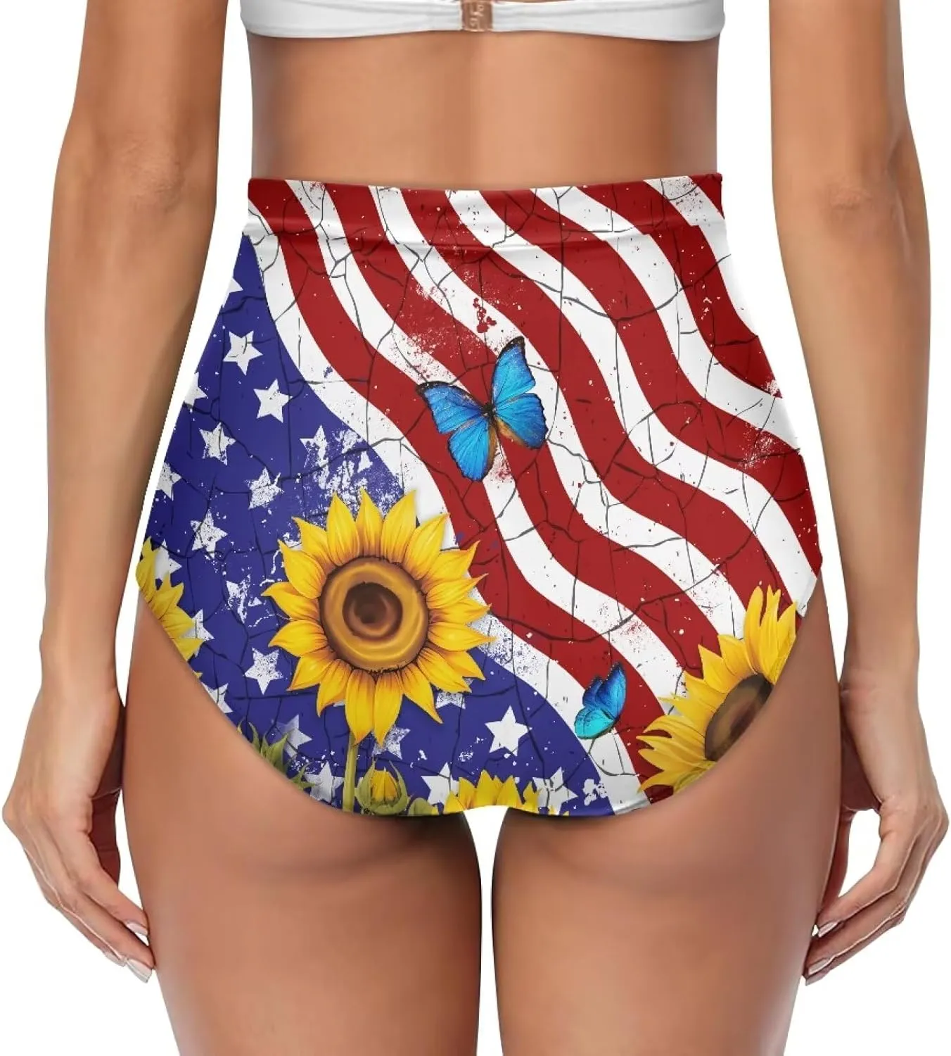 Women High Waist Bikini Bottom Tummy Control Swim Bottom Beach Ruched Elastic Tankini Briefs for Summer Holiday
