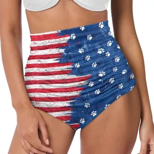 Women High Waist Bikini Bottom Tummy Control Swim Bottom Beach Ruched Elastic Tankini Briefs for Summer Holiday