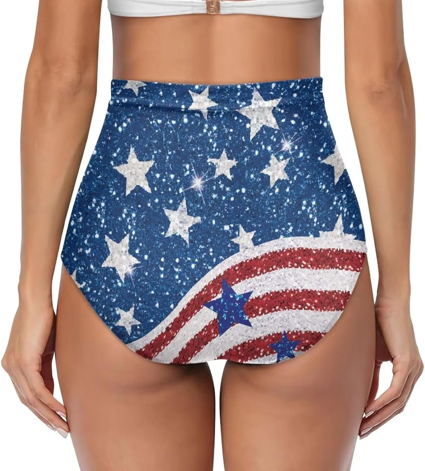 Women High Waist Bikini Bottom Tummy Control Swim Bottom Beach Ruched Elastic Tankini Briefs for Summer Holiday