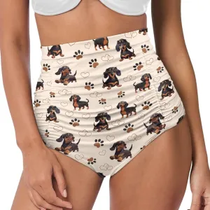 Women High Waisted Swim Bottoms Tummy Control Swim Shorts Ruched Tankini Swimsuit Briefs Bathing Suit Bottom