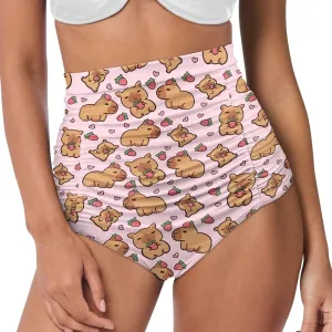 Women High Waisted Swim Bottoms Tummy Control Swim Shorts Ruched Tankini Swimsuit Briefs Bathing Suit Bottom