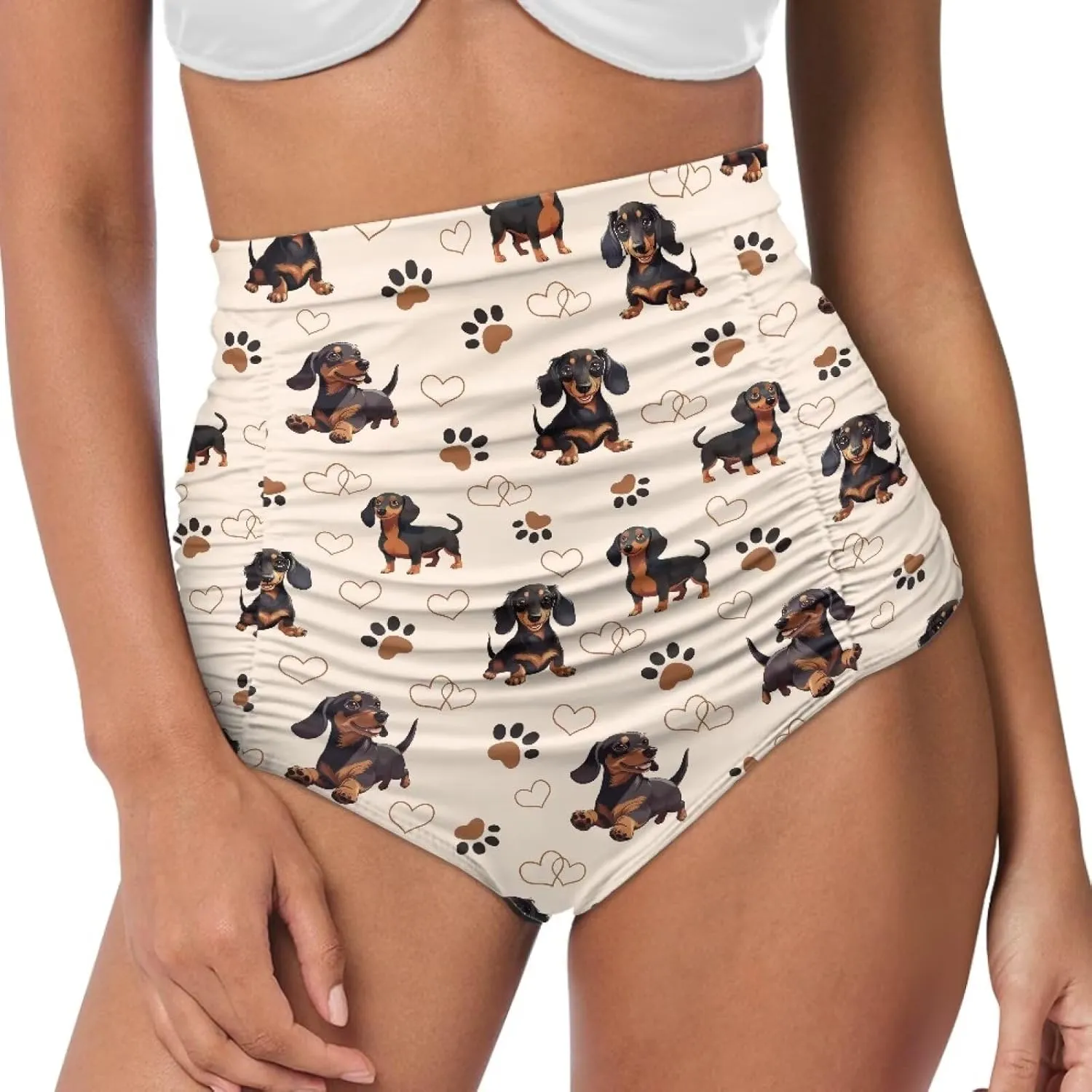 Women High Waisted Swim Bottoms Tummy Control Swim Shorts Ruched Tankini Swimsuit Briefs Bathing Suit Bottom