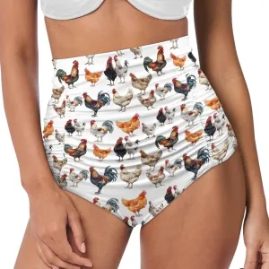Women High Waisted Swim Bottoms Tummy Control Swim Shorts Ruched Tankini Swimsuit Briefs Bathing Suit Bottom