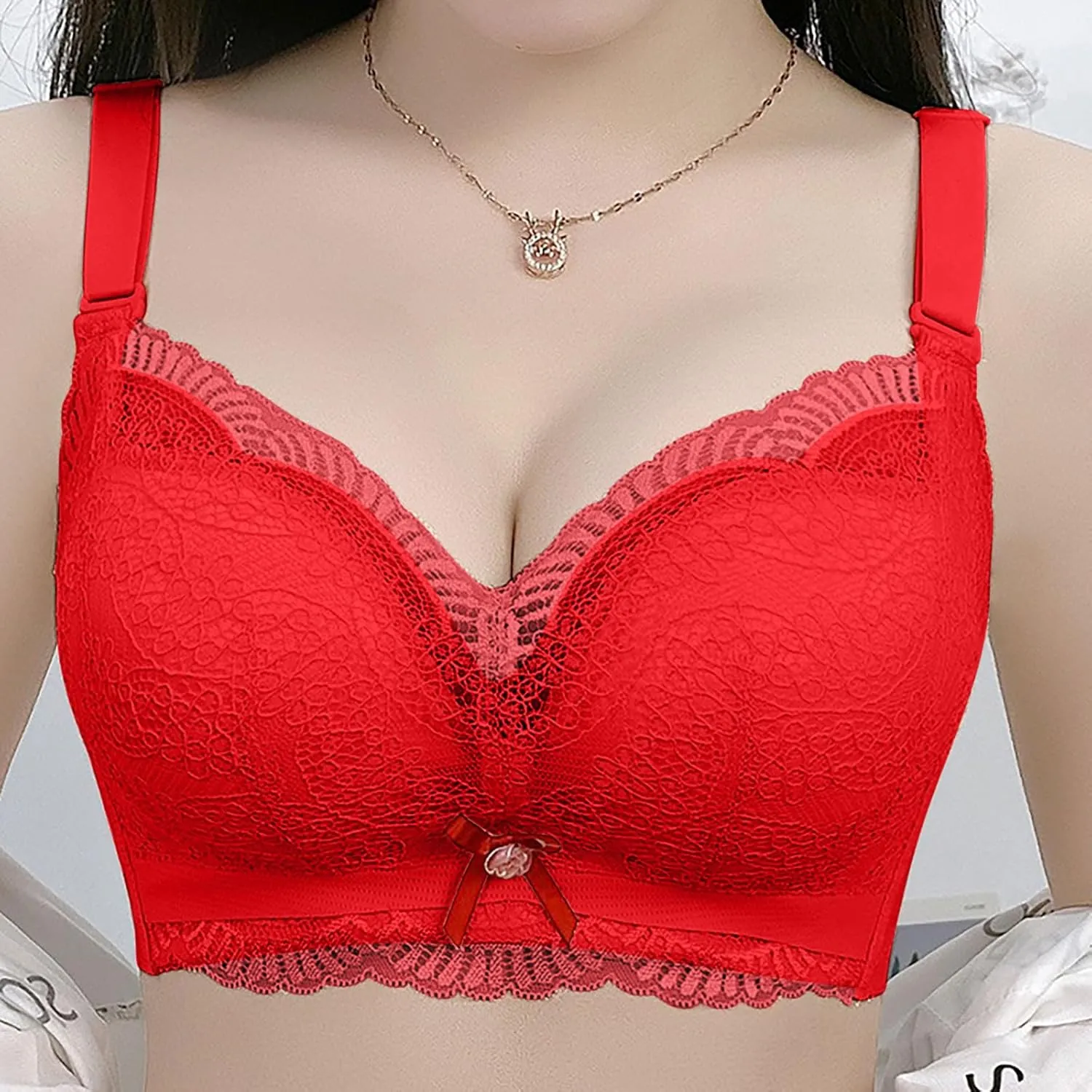 Women Lace Push Up Bra Soft Support Seamless Comfortable Full-Coverage Adjustable Straps Bralette Comfort Everyday Bras