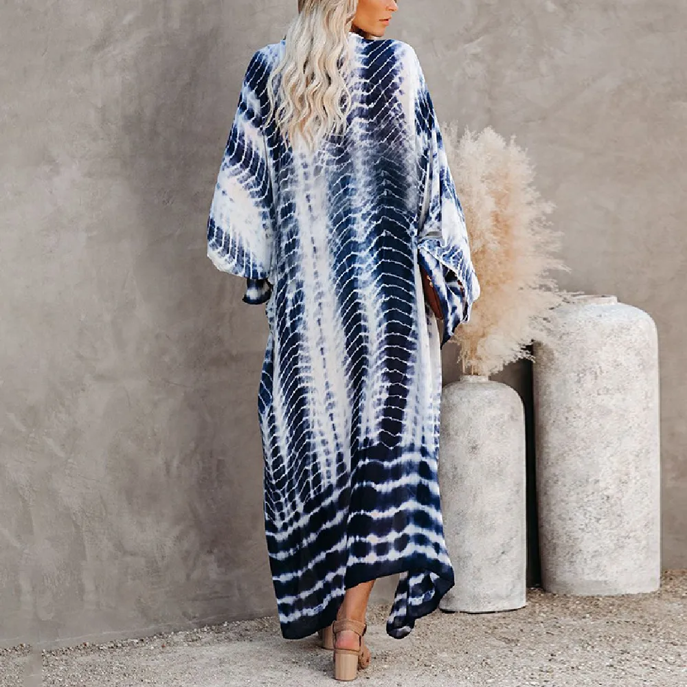 Women Long Beach Kimono Open Front Bathing Suit Cover Up