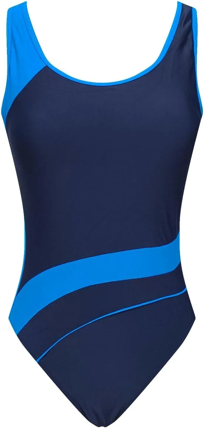 Women One Piece Swimsuits Tummy Control Racerback Sports Slimming Bathing Suits Full Coverage Modest Swimwear