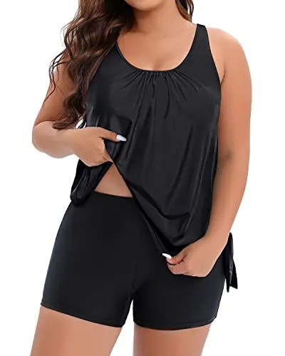 Women Plus Size Two Piece Tankini Swimsuit Tummy Control Bathing Suits