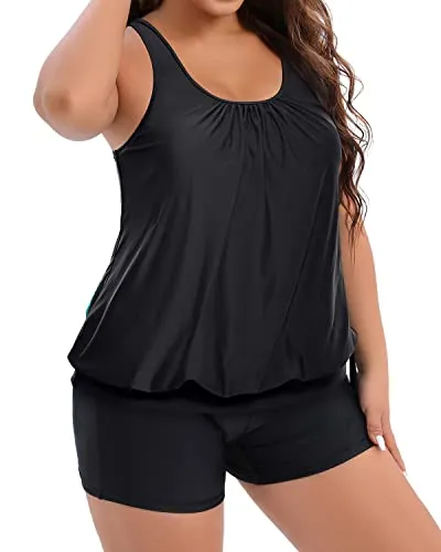 Women Plus Size Two Piece Tankini Swimsuit Tummy Control Bathing Suits