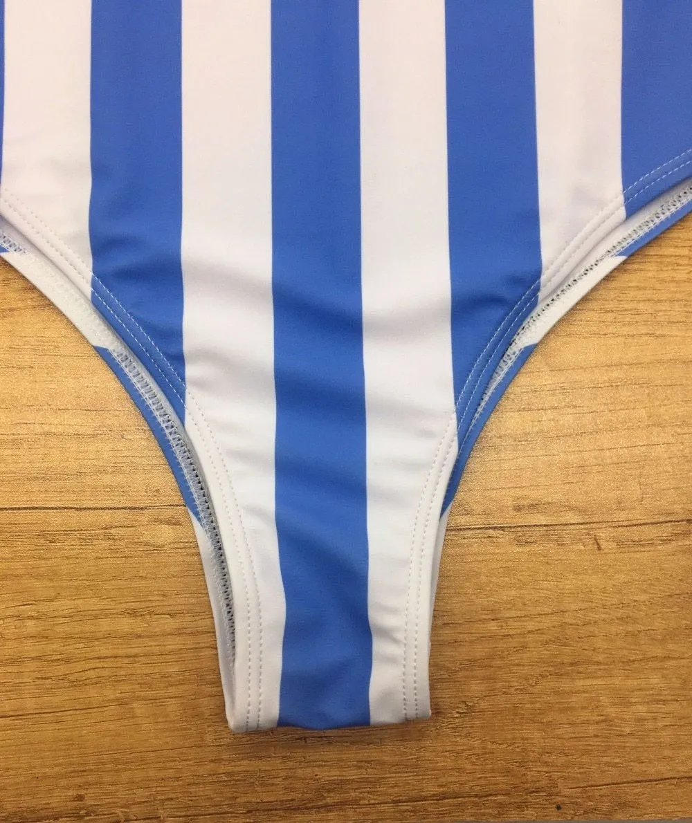 Women Sexy Bikinis Sets One Piece Striped Swimsuit