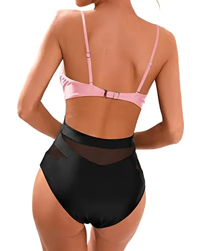 Women Sexy One Piece Swimsuits Plunge V Neck Monokini Cutout Swimwear