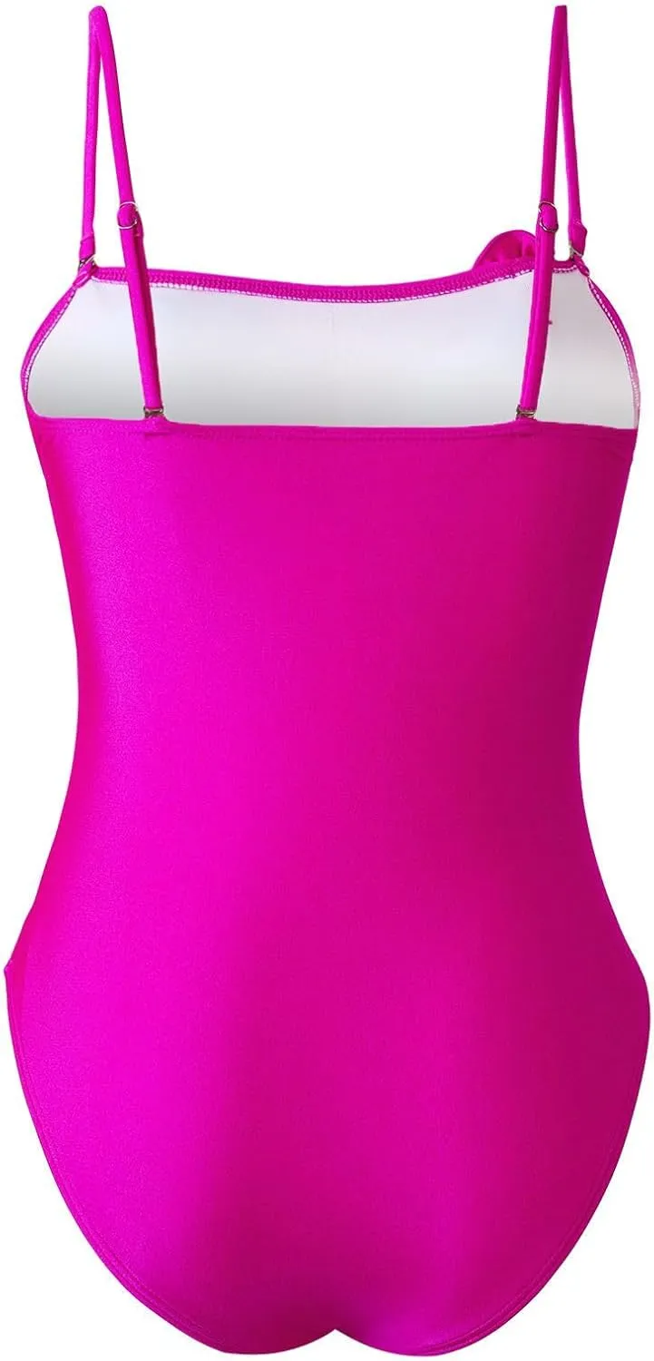 Women Spaghetti Strap Casual Bathing Suits One Piece Backless Sleeveless Swimwear Tummy Control Swimsuits
