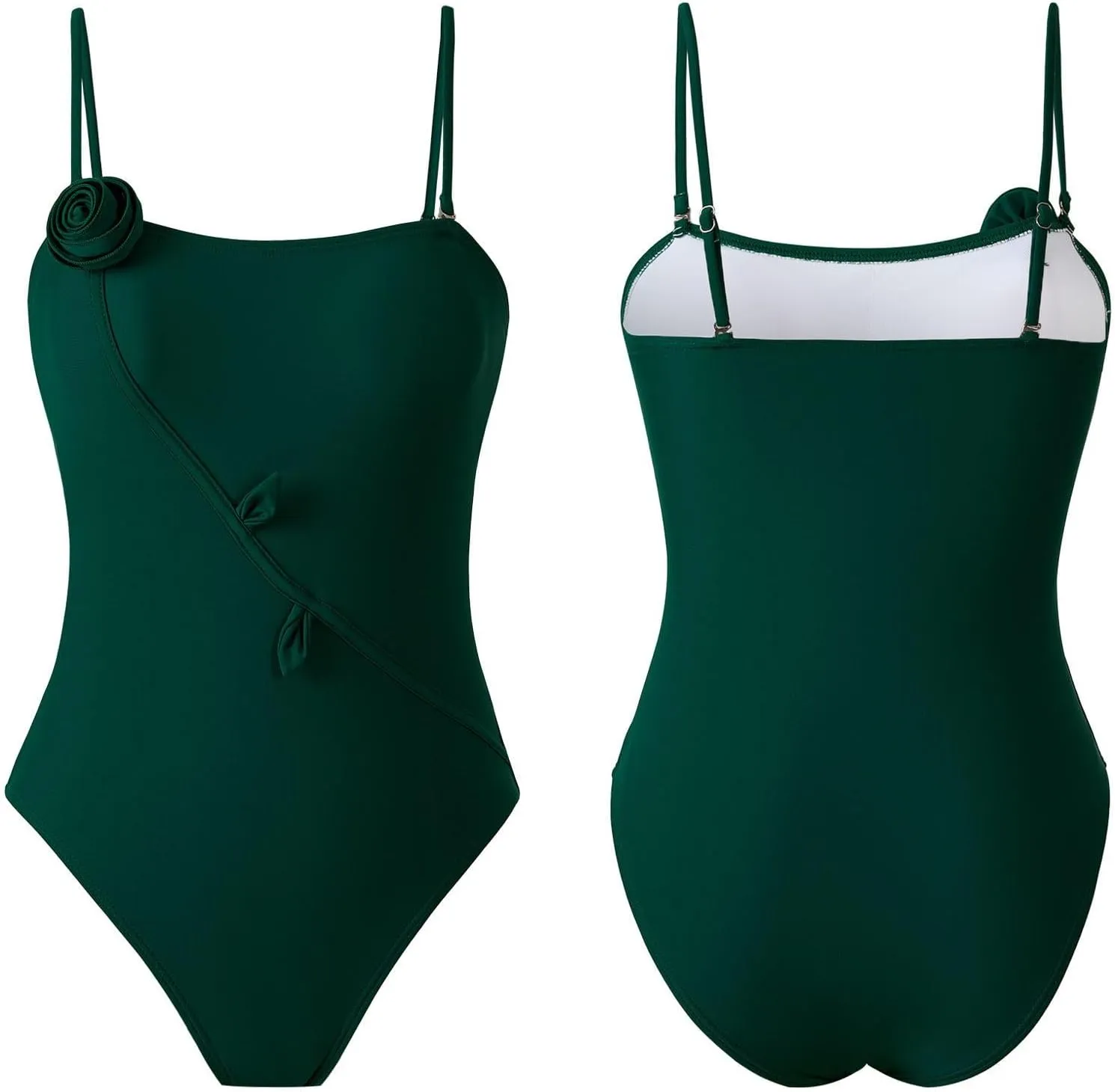 Women Spaghetti Strap Casual Bathing Suits One Piece Backless Sleeveless Swimwear Tummy Control Swimsuits