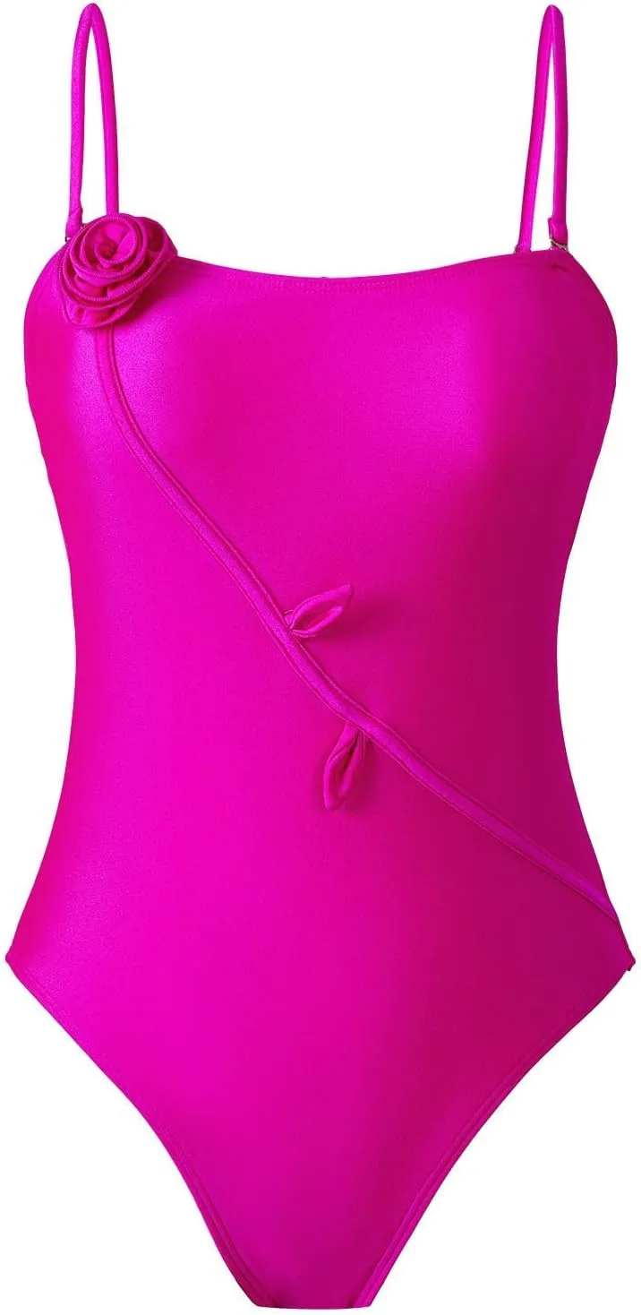 Women Spaghetti Strap Casual Bathing Suits One Piece Backless Sleeveless Swimwear Tummy Control Swimsuits
