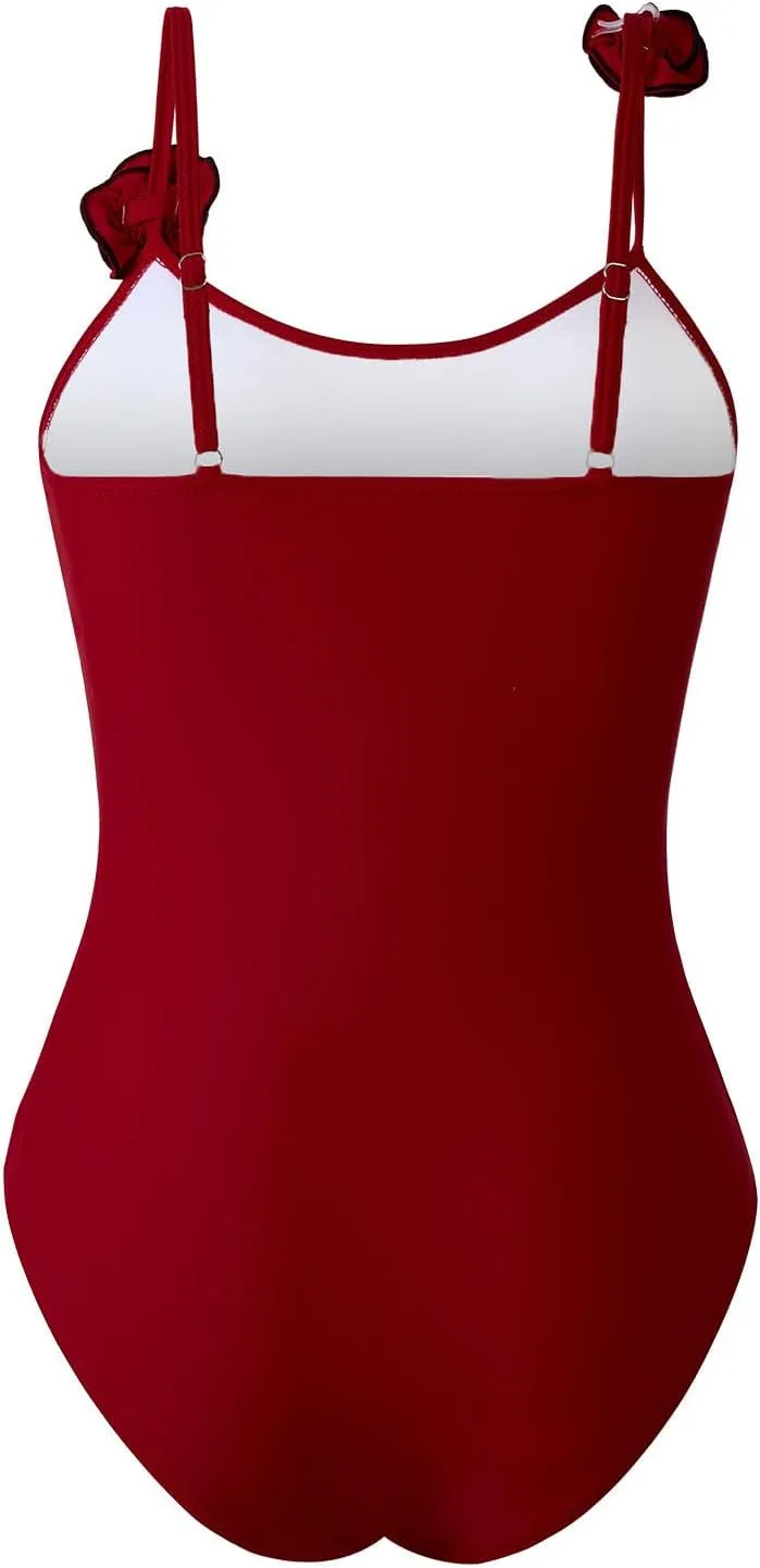 Women Spaghetti Strap Casual Bathing Suits One Piece Backless Sleeveless Swimwear Tummy Control Swimsuits