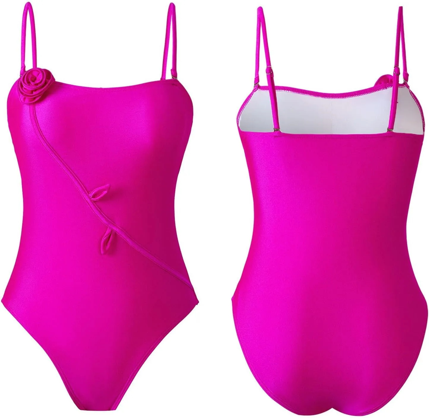 Women Spaghetti Strap Casual Bathing Suits One Piece Backless Sleeveless Swimwear Tummy Control Swimsuits