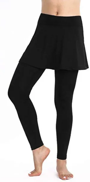 Women Tennis Skirted Leggings with Pockets Active Ruffle Pleated High Waist Skort Athletic Yoga Pickleball Mini Skirt