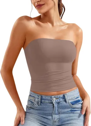 Women Tube Top 2025 Summer Outfits Going Out Bandeau Sleeveless Strapless Tank Tops