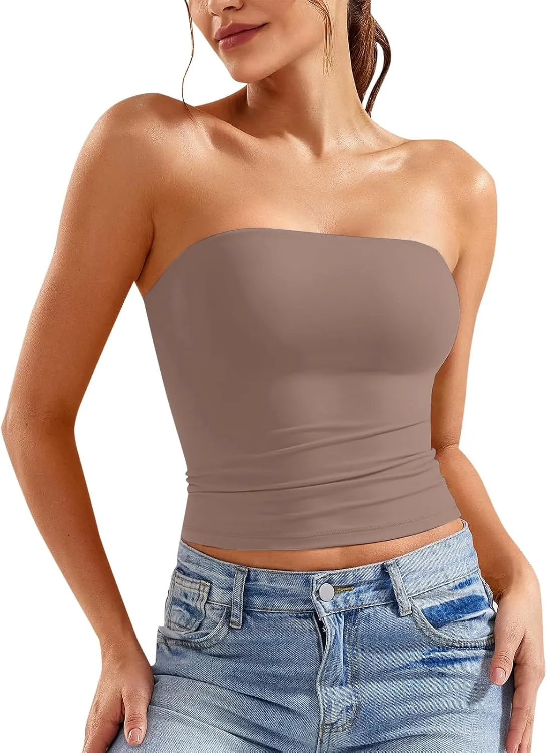 Women Tube Top 2025 Summer Outfits Going Out Bandeau Sleeveless Strapless Tank Tops