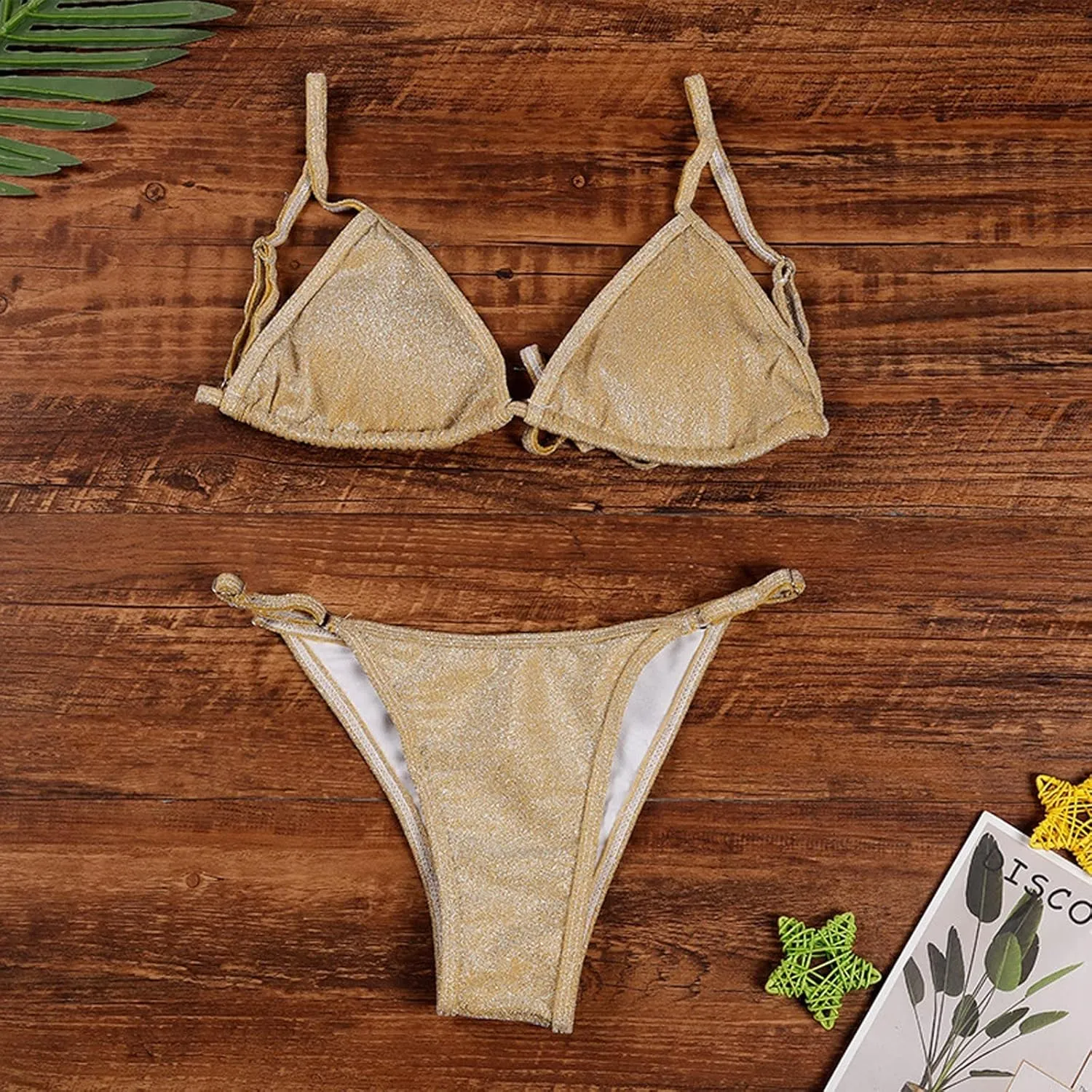 Women Two Piece Bikini Swimsuit Sexy Bathing Suits Triangle Thong String Push Up Top Bathing Suit Summer Beach Swimwear