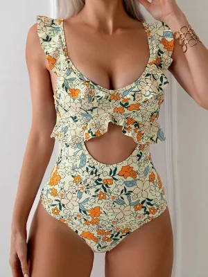 Women Vintage-inspired One-piece Swimsuit in Florals