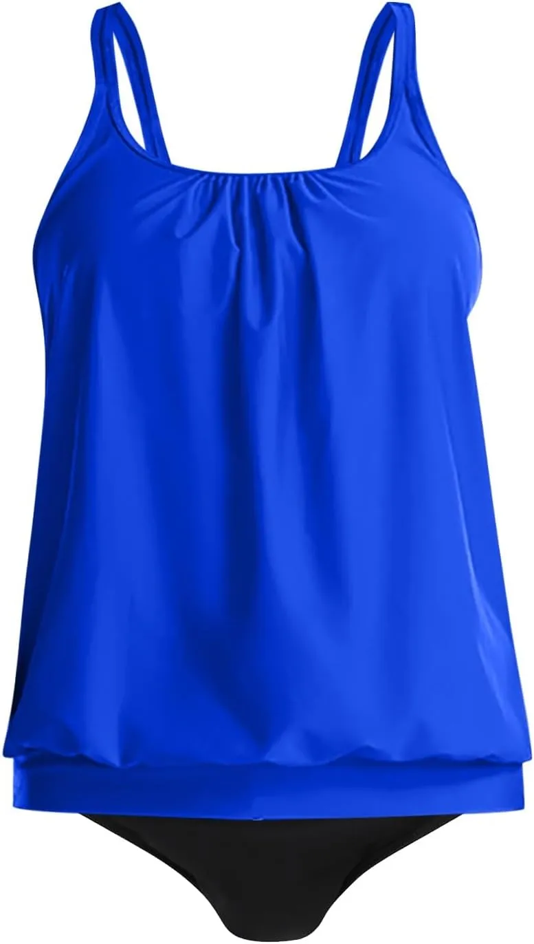 Womens 2 Piece Tankini Swimsuits Tummy Control Ruffle High Waisted Bathing Suit Ladies Sexy Outdoor Beach Swim Outfit