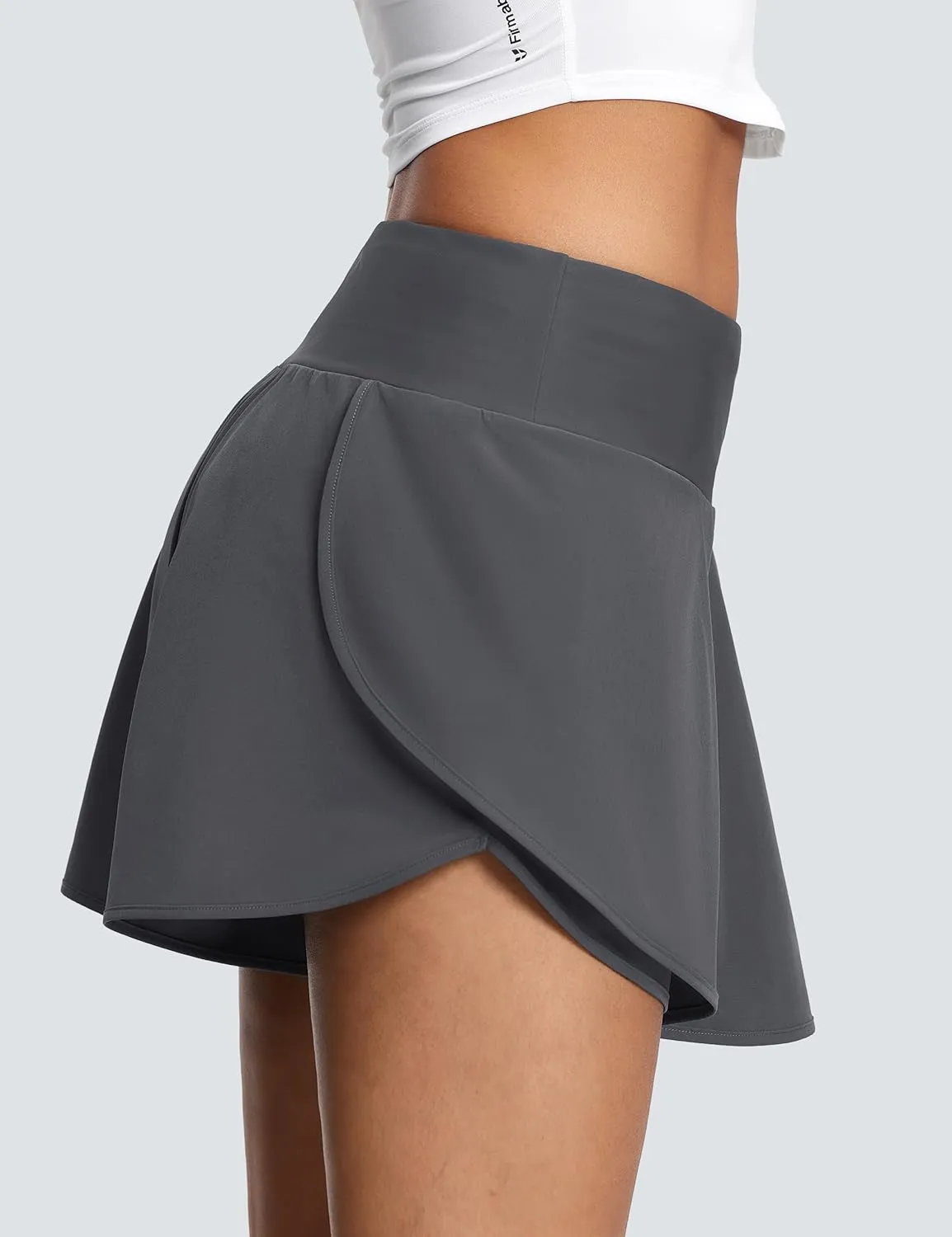 Womens 3" Swim Board Shorts High Waisted Flowy Quick Dry UPF 50  Summer Beach Shorts with Liner Zipper Pockets