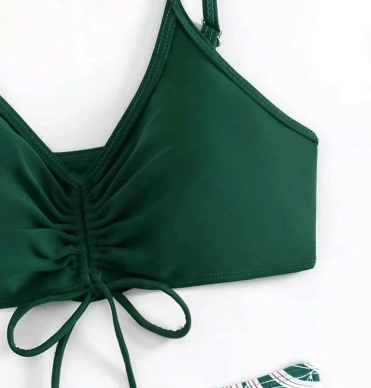 Women's Bikini Sets Spaghetti Straps Top Swimsuits High Waisted Drawstring Boyshorts Two Pieces Bathing Suits